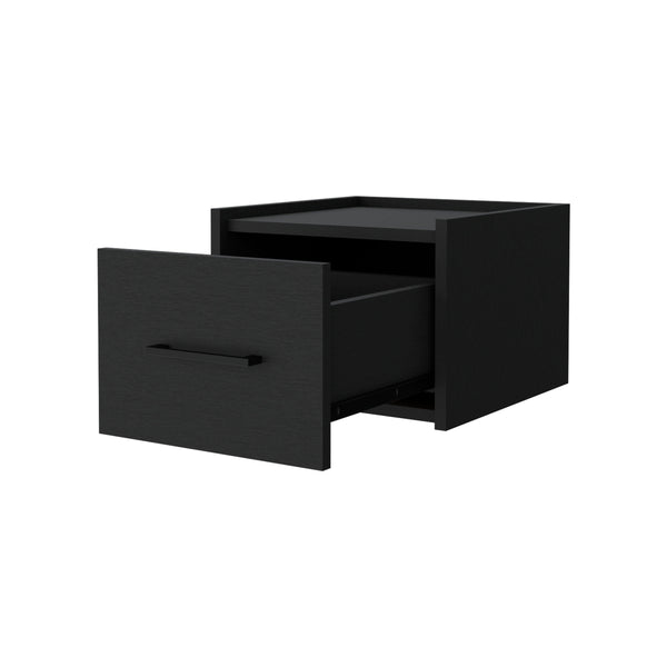 English Elm Wenge Floating Nightstand Wall-Mounted with Single Drawer and Spacious Top Shelf for Modern Bedrooms B062P175145