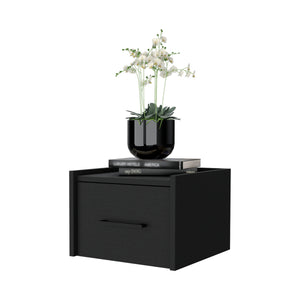 English Elm Wenge Floating Nightstand Wall-Mounted with Single Drawer and Spacious Top Shelf for Modern Bedrooms B062P175145