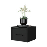 English Elm Black Wall-Mounted Floating Nightstand