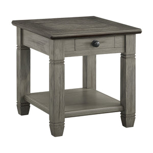 English Elm Coffee Granby Collection Cocktail Table with Wood Top, Two Drawers, Lower Display Shelf & Casters Antique Gray 29.5 L x 27.5 W x 12.25 H B011P175716
