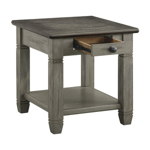 English Elm Coffee Granby Collection Cocktail Table with Wood Top, Two Drawers, Lower Display Shelf & Casters Antique Gray 29.5 L x 27.5 W x 12.25 H B011P175716