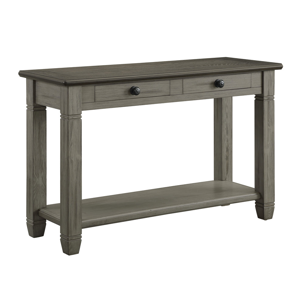 English Elm Coffee Granby Collection Cocktail Table with Wood Top, Two Drawers, Lower Display Shelf & Casters Antique Gray 51.5 L x 21.75 W x 12.25 H B011P175712
