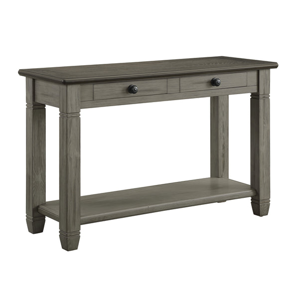 English Elm Coffee Granby Collection Cocktail Table with Wood Top, Two Drawers, Lower Display Shelf & Casters Antique Gray 51.5 L x 21.75 W x 12.25 H B011P175712
