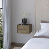 English Elm Dark Brown Wall-Mounted Floating Nightstand