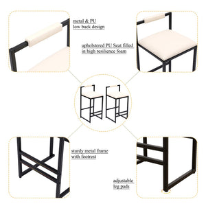English Elm Set of 2 Modern Faux Leather Barstools with Iron Frame for Kitchen Island Seating W1757P163456