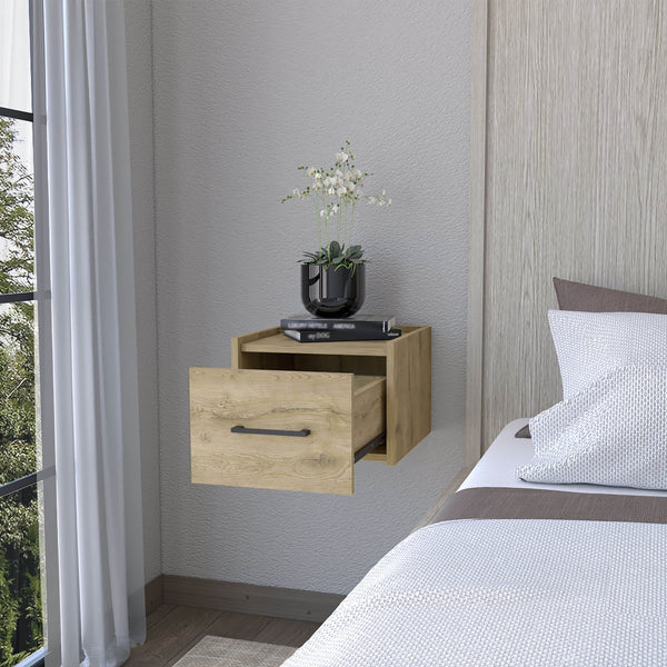 English Elm Macadamia Wall-Mounted Floating Nightstand – Modern Minimalist Design For Small Spaces & Stylish Storage B062P175139