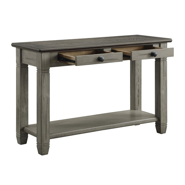 English Elm Coffee Granby Collection Cocktail Table with Wood Top, Two Drawers, Lower Display Shelf & Casters Antique Gray 51.5 L x 21.75 W x 12.25 H B011P175712