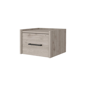 English Elm Light Gray Wall-Mounted Floating Nightstand - Modern Storage Solution For Minimalist Bedrooms & Decor B062P175140