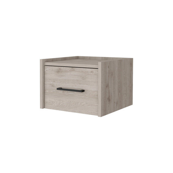 English Elm Light Gray Wall-Mounted Floating Nightstand - Modern Storage Solution For Minimalist Bedrooms & Decor B062P175140
