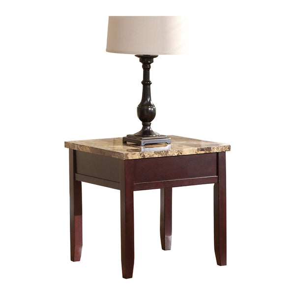 English Elm Dark Orton Lift Top Cocktail Table with Faux Marble Top and Lower Shelf for Stylish Storage Cherry 24.75 L x 24.75 W x 8.75 H B011P175756