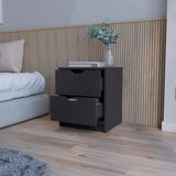 English Elm Black 2-Drawer Nightstand