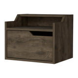 English Elm Dark Brown Dual-Shelf Display Floating Nightstand