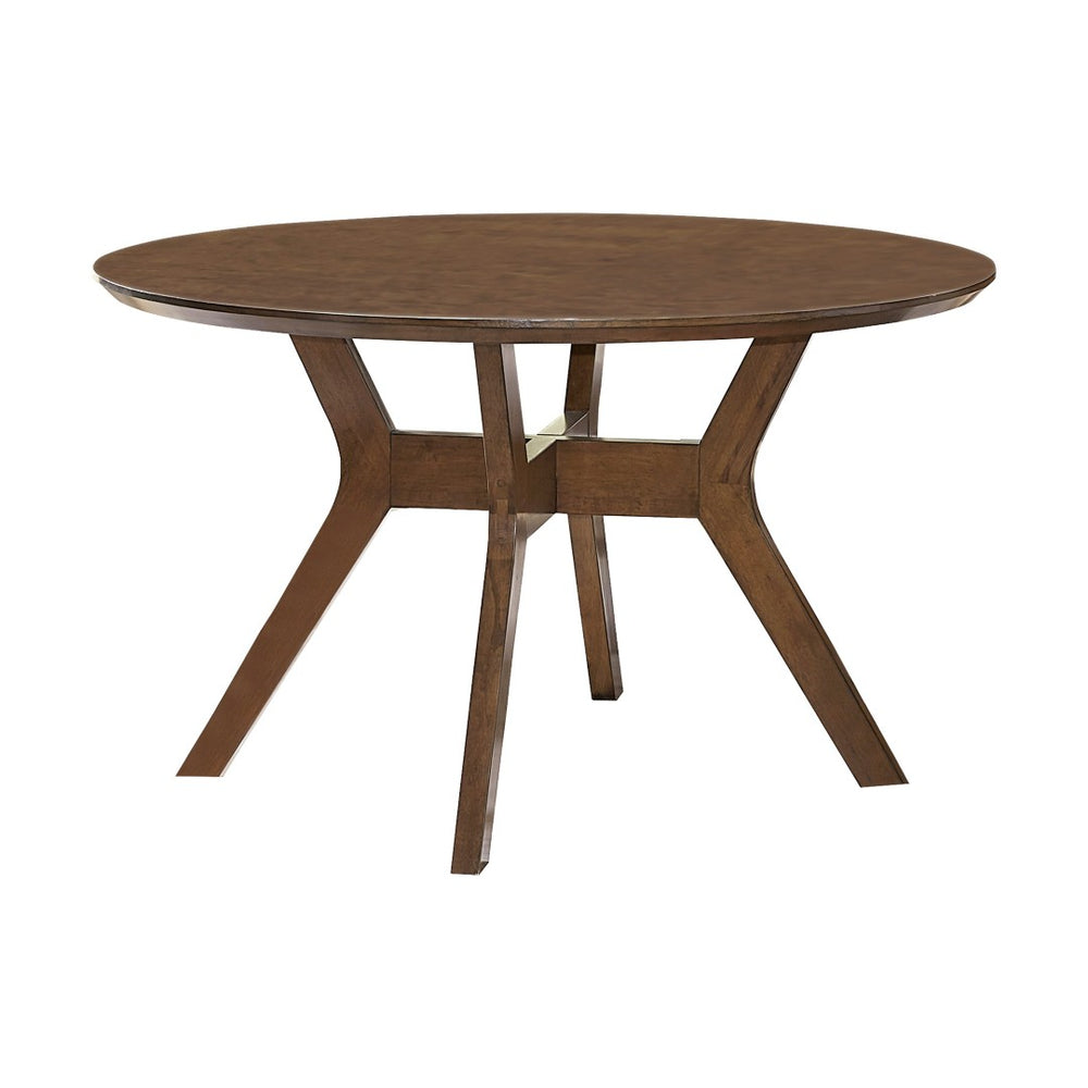 English Elm Classic Mid-century Round Dining Table 52 Inch Oak Finish X-base Seats Four B011P175774