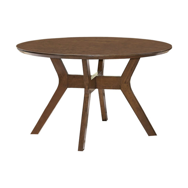 English Elm Classic Mid-century Round Dining Table 52 Inch Oak Finish X-base Seats Four B011P175774