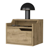 English Elm Macadamia Dual-Shelf Display Nightstand