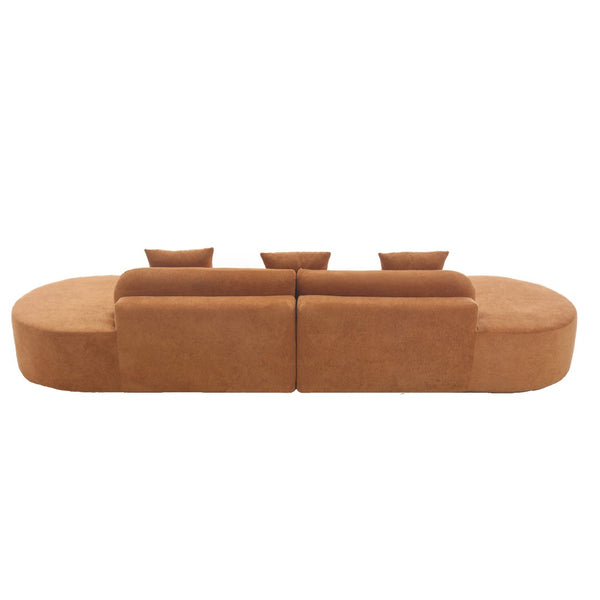 English Elm [New] Modern Curved Modular Sofa - Soft Terrycloth Fabric, Minimalist Design, No Assembly Needed, 3 Pillows W2108S00025-GIGA