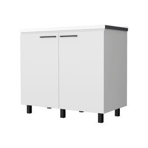 English Elm Wenge Finish Utility Sink Cabinet Set with Aluminum Countertop and Interior Shelving B062S00376
