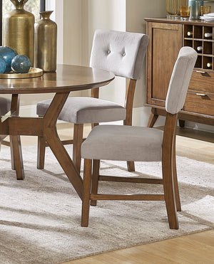 English Elm Classic Button-Tufted Dining Chairs Set of 2 in Light Oak Frame with Gray Upholstery, Mid-Century Style B011P175775