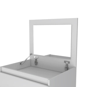 English Elm Dresser with Jewelry Box and Mirror, 43"H Single Door Cabinet with Two Drawers, Dark Walnut Finish White 51.57 L x 26.37 W x 5.51 H B097132972