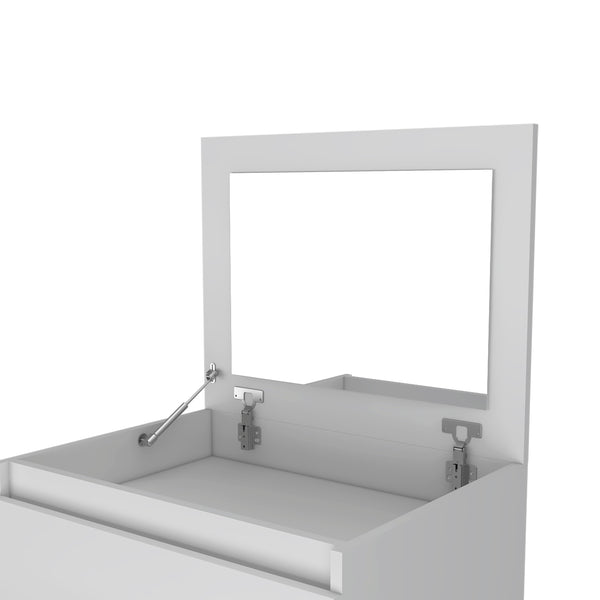 English Elm Dresser with Jewelry Box and Mirror, 43"H Single Door Cabinet with Two Drawers, Dark Walnut Finish White 51.57 L x 26.37 W x 5.51 H B097132972