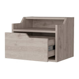 English Elm Light Gray Dual-Shelf Display Nightstand