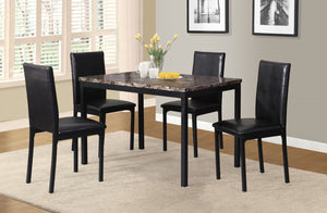 English Elm Citico 5-Piece Metal Dinette Set With Laminated Faux Marble Top, Black