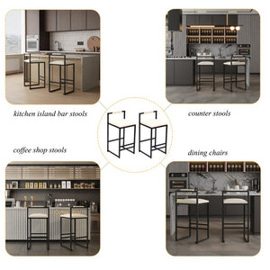English Elm Set of 2 Modern Faux Leather Barstools with Iron Frame for Kitchen Island Seating W1757P163456