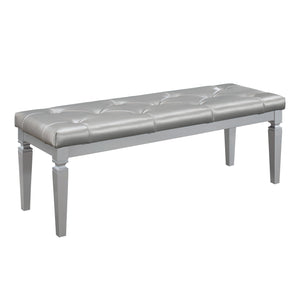 English Elm Modern Glam Acrylic Crystal Tufted Bench with Silver Frame 54" Tufted Faux Leather Seat — Elegant Bedroom Accent B011P175769