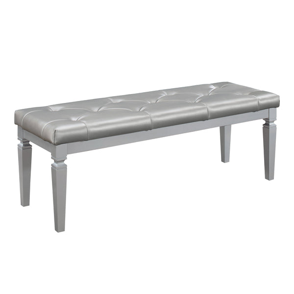 English Elm Modern Glam Acrylic Crystal Tufted Bench with Silver Frame 54" Tufted Faux Leather Seat — Elegant Bedroom Accent B011P175769