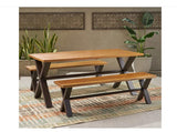 Christopher Knight Home® Sanibel 3-Piece Dining Set: Acacia Wood, Iron Legs, Transitional Style | 70.75 x 34.50 x 29.50