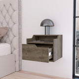 Dark Brown Dual-Shelf Floating Nightstand | Wall-Mountable Space-Saving Design | Ample Display Space | Easy Assembly | 15.70 x 13.30 x 12.90