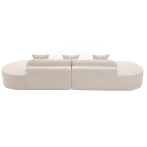 English Elm [New] Modern Curved Combination Sofa - Plush Terrycloth, Minimalist Design, No Assembly, 3 Pillows, Beige W2108S00023-GIGA