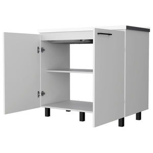 English Elm Wenge Finish Utility Sink Cabinet Set with Aluminum Countertop and Interior Shelving B062S00376