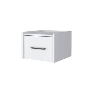 English Elm White Floating Wall-Mounted Nightstand with Drawer and Spacious Top Shelf for Compact Stylish Storage B062P175138