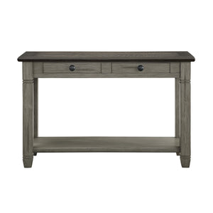 English Elm Coffee Granby Collection Cocktail Table with Wood Top, Two Drawers, Lower Display Shelf & Casters Antique Gray 51.5 L x 21.75 W x 12.25 H B011P175712