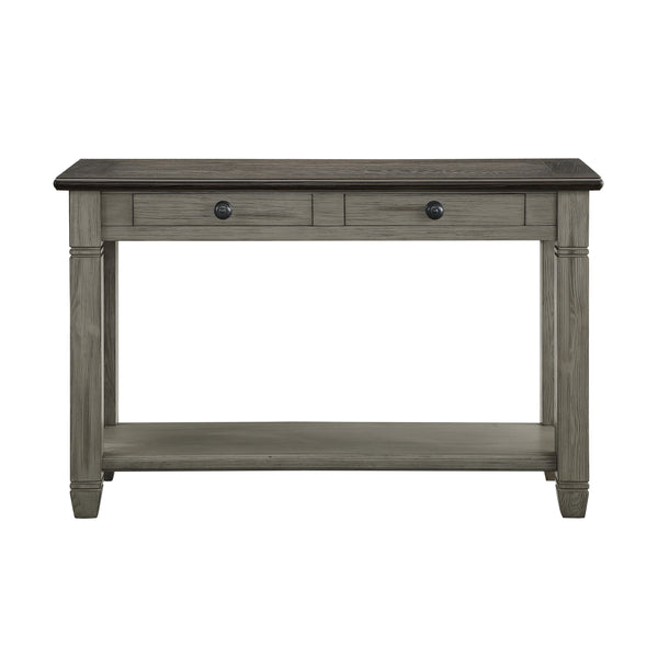 English Elm Coffee Granby Collection Cocktail Table with Wood Top, Two Drawers, Lower Display Shelf & Casters Antique Gray 51.5 L x 21.75 W x 12.25 H B011P175712