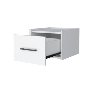 English Elm White Floating Wall-Mounted Nightstand with Drawer and Spacious Top Shelf for Compact Stylish Storage B062P175138