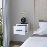 English Elm White Wall-Mounted Floating Nightstand