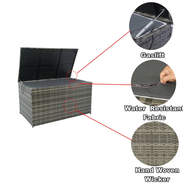 English Elm Outdoor Extra Large 200 Gallon Storage Box with Removable Water-Resistant Liner 57.1"x27.6"x29.5" for Patio Pool Deck Garden Toys Cushions Towels W329P175893
