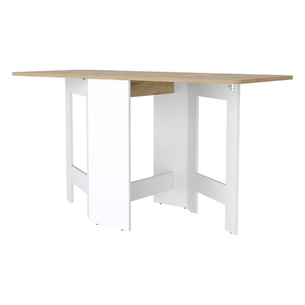 English Elm Cole Space-Saving Foldable Dining Table in White & Macadamia — 3-Mode Convertible, Stable 22lb Capacity, Compact Design for Small Homes and Multifunction Use B062P175104
