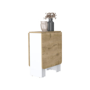 English Elm Cole Space-Saving Foldable Dining Table in White & Macadamia — 3-Mode Convertible, Stable 22lb Capacity, Compact Design for Small Homes and Multifunction Use B062P175104