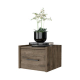 English Elm Dark Brown Wall-Mounted Floating Nightstand