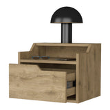 English Elm Macadamia Dual-Shelf Display Nightstand