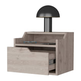 English Elm Light Gray Dual-Shelf Display Nightstand