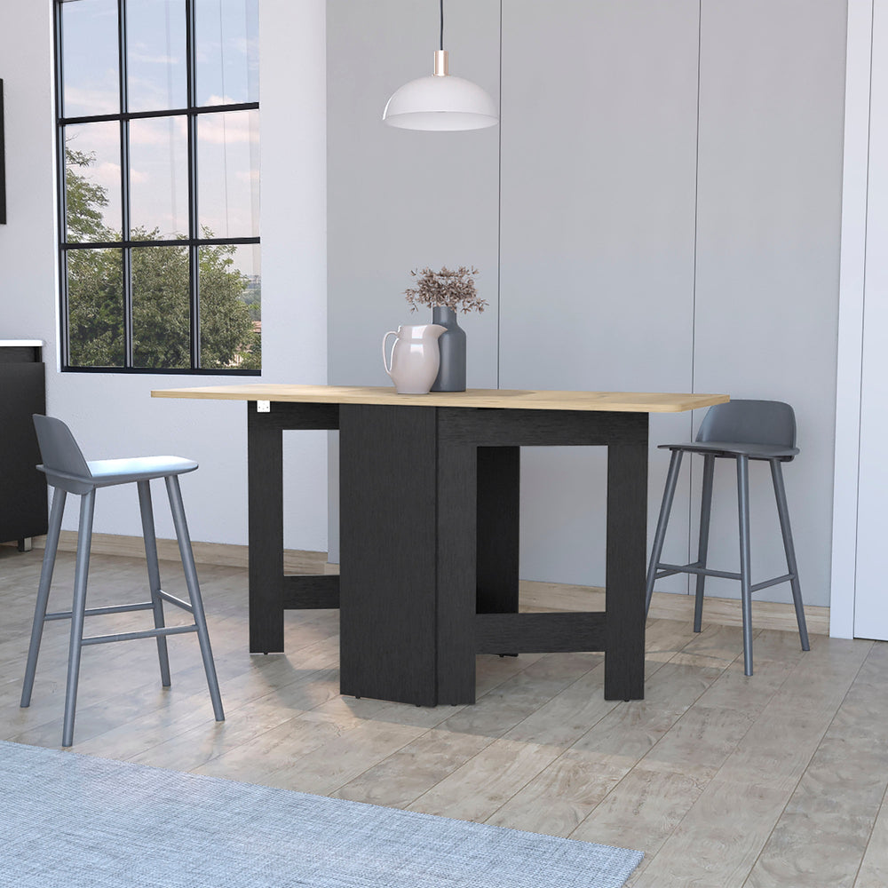 English Elm Wenge Folding Dining Table in Macadamia Finish — Space-Saving 3-Mode Convertible Table, Stable 22 lb Capacity, Compact Collapsible Design for Small Homes and Multiuse Spaces B062P175105
