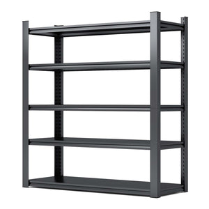 English Elm 78"H Heavy Duty 5-Tier Metal Shelving Unit, 2000LB Capacity, Adjustable DIY Garage/Storage Rack, Quick-Assembly Black/Grey T2398P160410