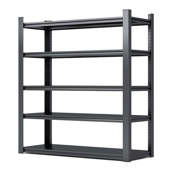 English Elm 78"H Heavy Duty 5-Tier Metal Shelving Unit, 2000LB Capacity, Adjustable DIY Garage/Storage Rack, Quick-Assembly Black/Grey T2398P160410