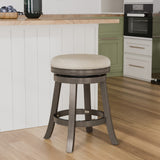 English Elm 24" Counter Stool, Weathered Gray Finish, Charcoal Fabric Seat