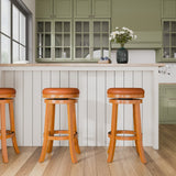 English Elm 30" Bar Stool, Natural Finish, Saddle Leather Seat