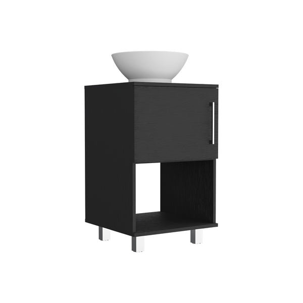 English Elm Gouda Compact Bathroom Vanity 18" Single Sink Cabinet with Open Shelf and Stylish Four Legs Finish Black 18.5 L x 18.5 W x 6.7 H B200S00124